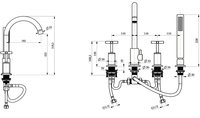 Ibstock Deck mounted 4 hole bath shower - Chrome dimensions diagram