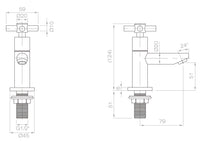 Ivinghoe Basin Taps - Chrome dimensions diagram
