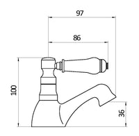 Kimble Bath Taps - Chrome dimensions diagram