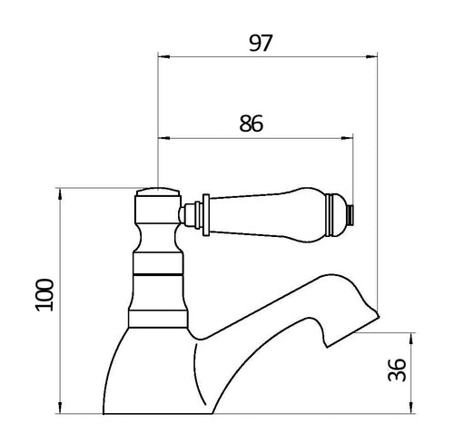 Kimble Bath Taps - Chrome dimensions diagram