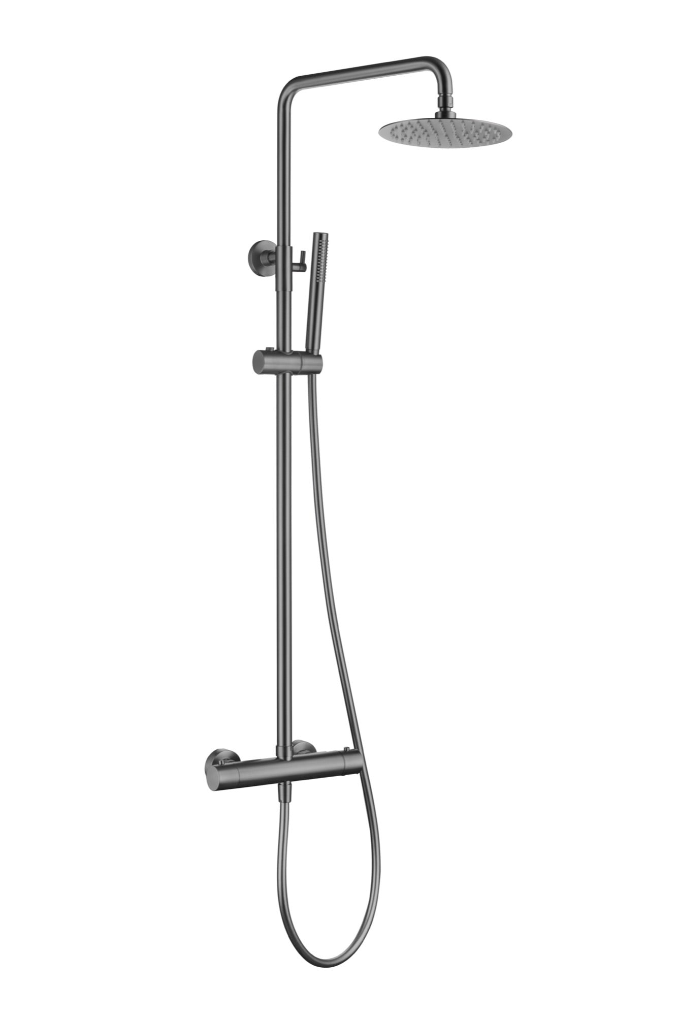 Malton Brushed Brass Cool Touch Thermostatic Shower - Gunmetal Grey (BT8206)