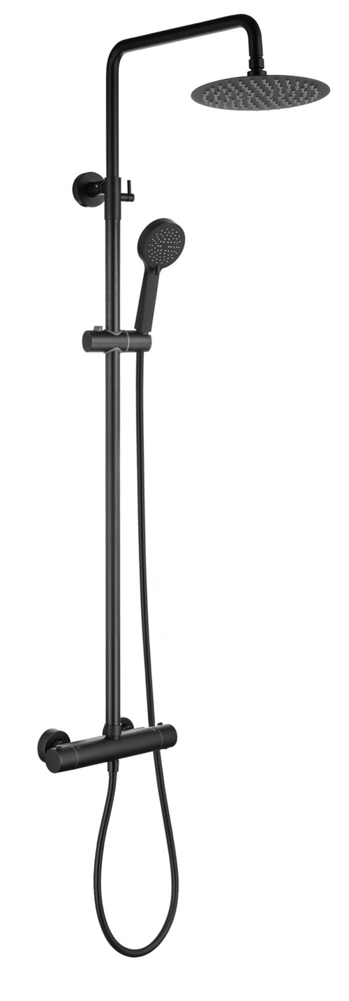 Malton Brushed Brass Cool Touch Thermostatic Shower - Matt Black (BT8207)