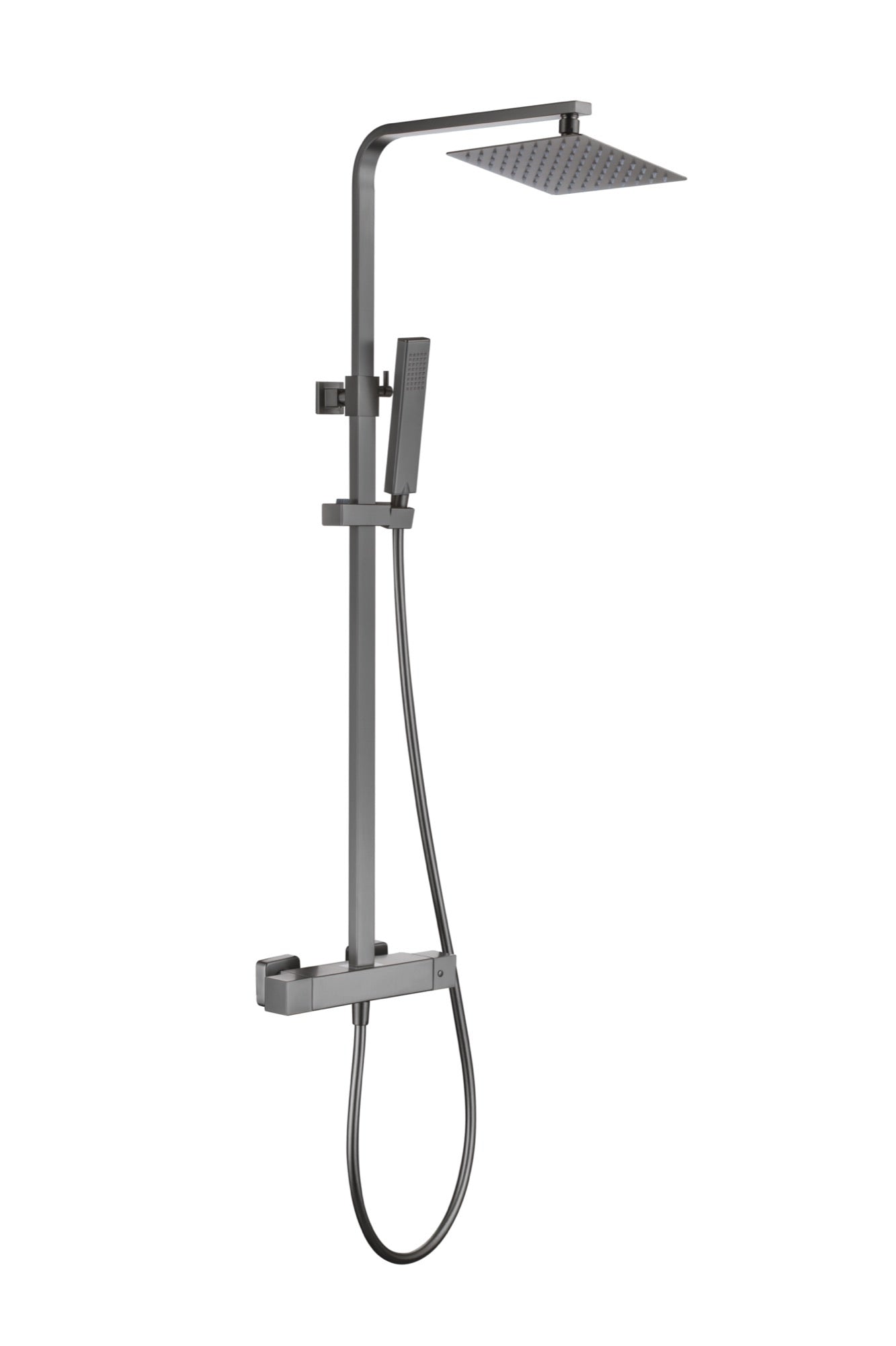 Malton Brushed Brass Cool Touch Thermostatic Shower - Gunmetal Grey (BT8212)