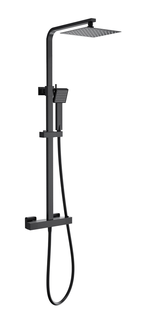 Malton Brushed Brass Cool Touch Thermostatic Shower - Matt Black (BT8213)