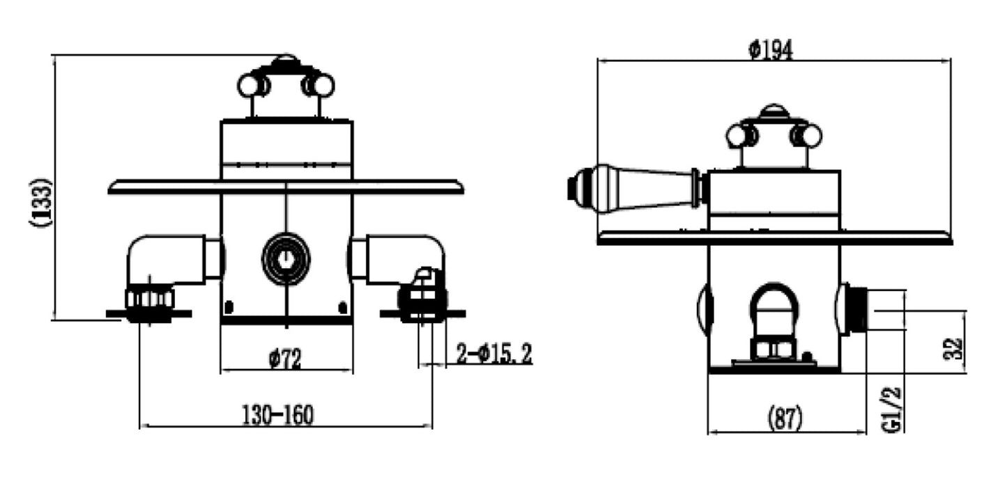 Malton Concealed concentric - Chrome dimensions diagram