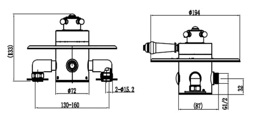 Malton Concealed concentric - Chrome dimensions diagram