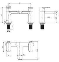 Mereworth Bath filler - Chrome dimensions diagram