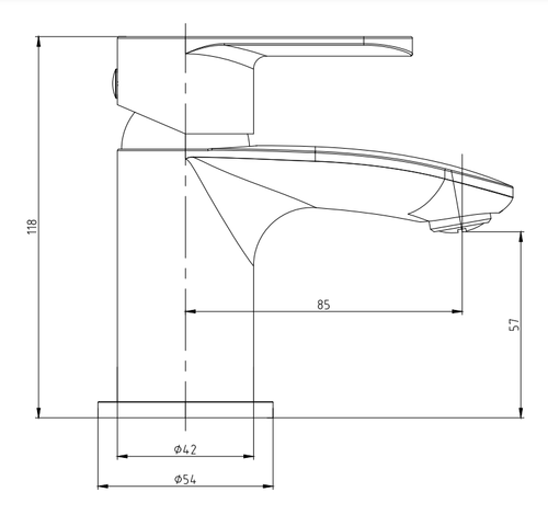 Milbourne Mono Basin Mixer - Chrome dimensions diagram