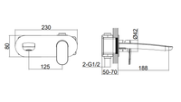 Milbourne Wall mounted basin mono mixer - Chrome dimensions diagram