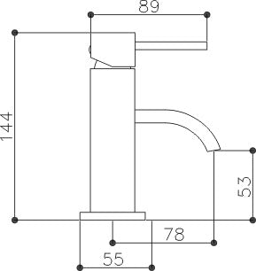 Newnham Mini Mono Basin Mixer - Chrome dimensions diagram