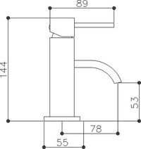 Newnham Mini Mono Basin Mixer - Chrome dimensions diagram