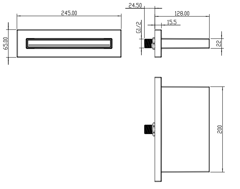 Shalford Basin Wall Spout - Chrome dimensions diagram