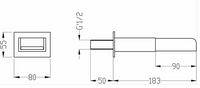 Zetland Waterfall Bath Spout - Chrome dimensions diagram