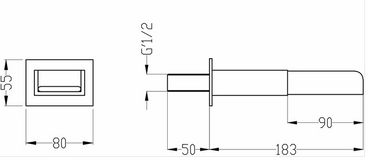 Zetland Waterfall Bath Spout - Chrome dimensions diagram