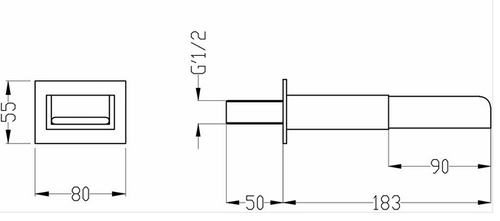 Zetland Waterfall Bath Spout - Chrome dimensions diagram