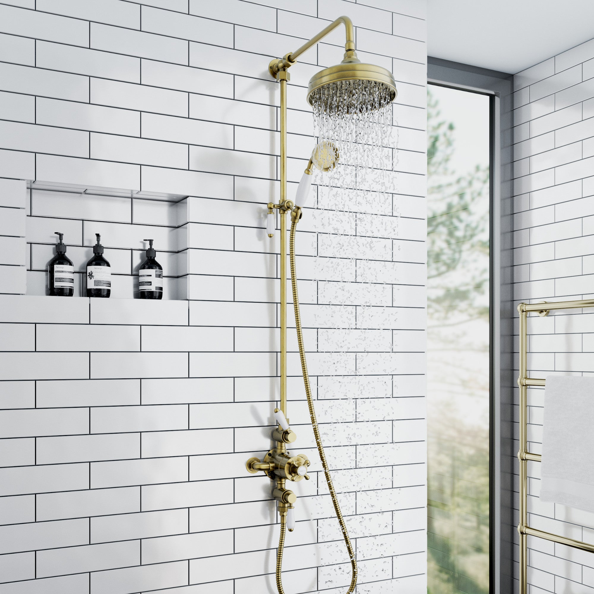 traditional thermostatic shower set triple valve