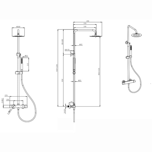 Buy Dune round thermostatic shower set 200mm head & handheld - gunmetal grey online UK