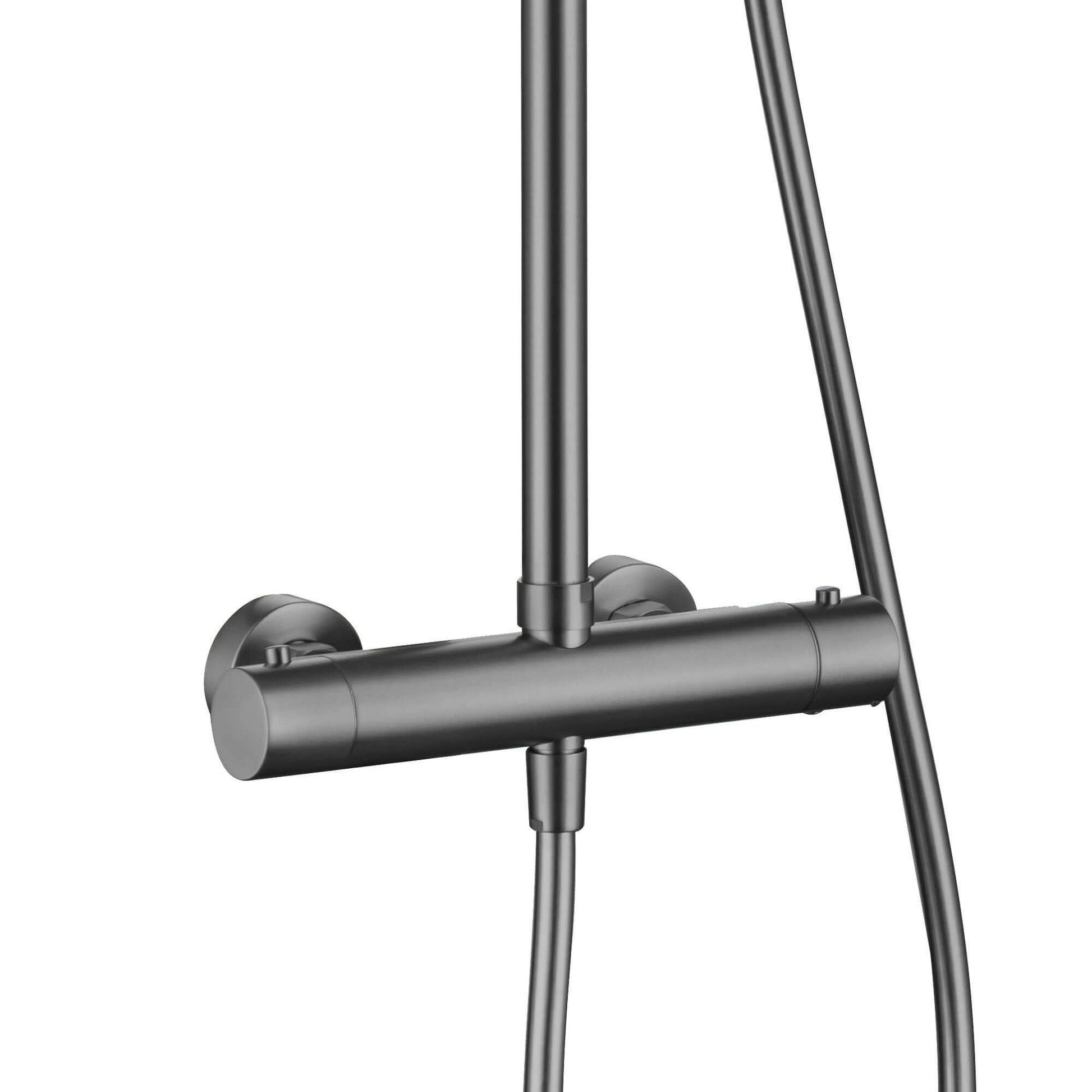 Buy Dune round thermostatic shower set 200mm head & handheld - gunmetal grey Online UK | HOUSE OF ENKI