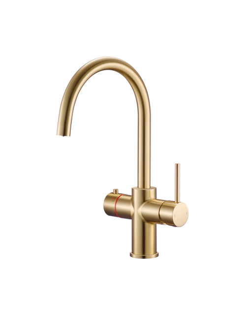 Etna 3-in-1 single lever boiler kitchen sink mixer - brushed brass (KT7002)
