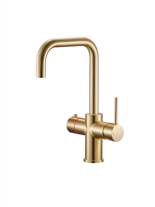 Etna 3-in-1 single lever boiler kitchen sink mixer - brushed brass (KT7005)