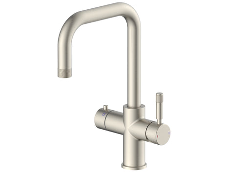 Etna 4-in-1 single lever boiler kitchen sink mixer (knurling handle and spout) - brushed nickel (KT7015)
