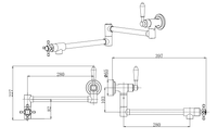 Porter traditional wall mounted port filler kitchen sink mixers - chrome dimensions diagram