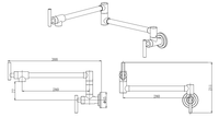 Porter wall mounted pot filler kitchen sink mixers - chrome dimensions diagram