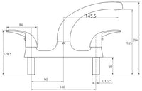 Marlow two hole kitchen sink mixer - chrome dimensions diagram