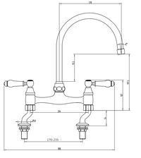 Wenlock traditional kitchen sink mixer - chrome dimensions diagram