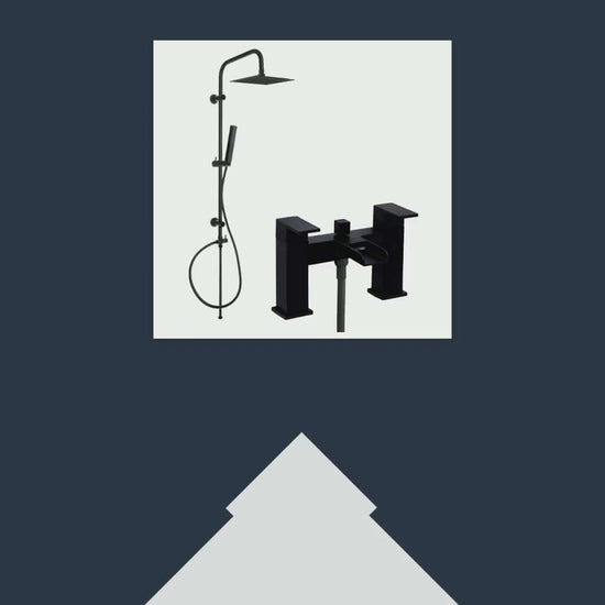 Buy Matt Black Bath Shower Mixer Tap (Plaza - With Dual Rigid Riser) Online UK | HOUSE OF ENKI