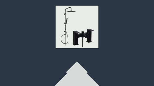 Buy Matt Black Bath Shower Mixer Tap (Plaza - With Dual Rigid Riser) online UK