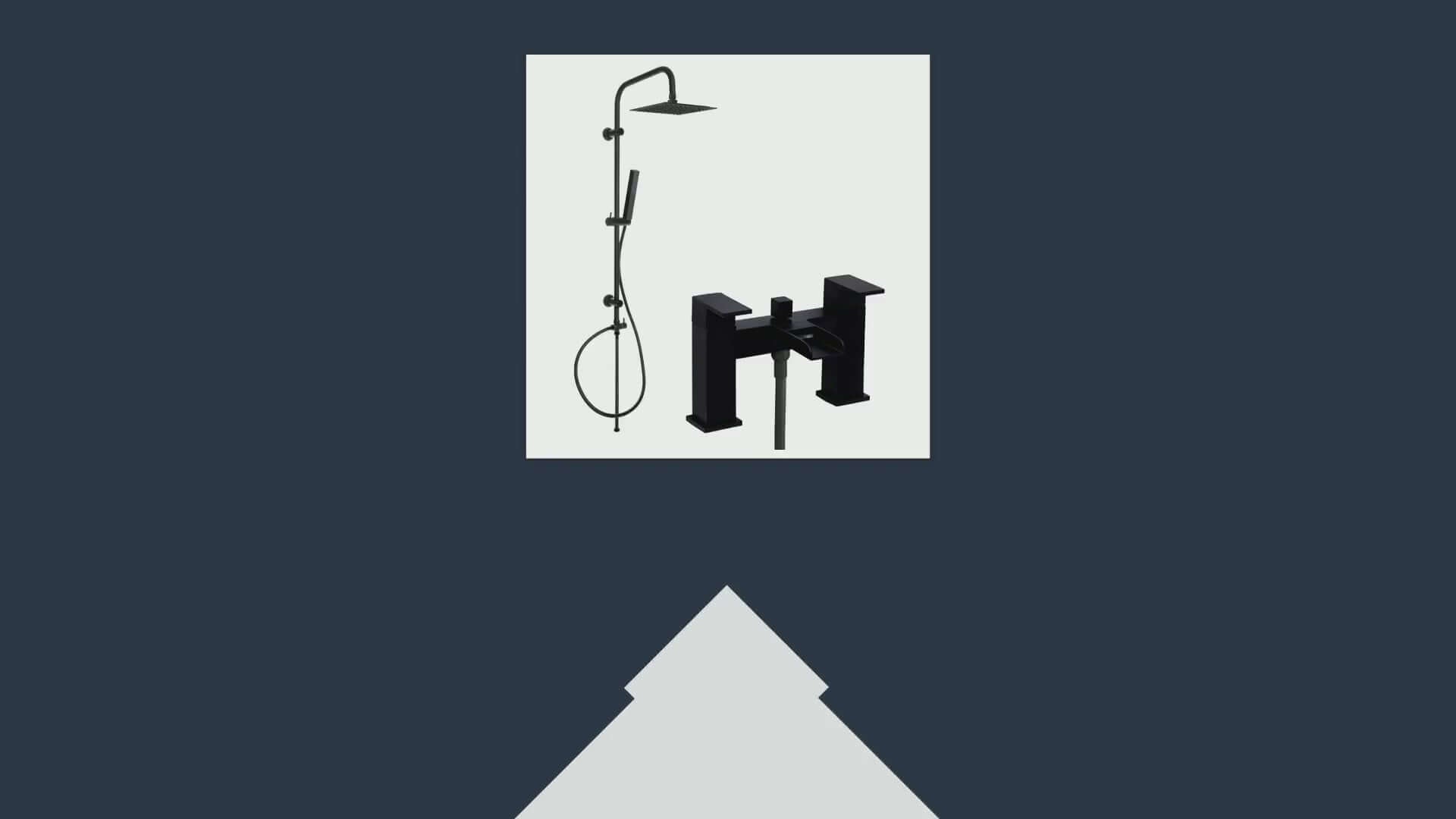 Buy Matt Black Bath Shower Mixer Tap (Plaza - With Dual Rigid Riser) Online UK | HOUSE OF ENKI