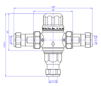 Thermostatic mixing valve - DN15 - chrome dimensions diagram