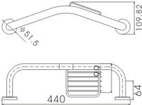 Grab rail with soap holder - chrome dimensions diagram