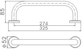 300mm grab rail - chrome dimensions diagram