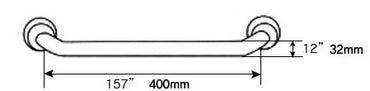 400mm grab rail - chrome dimensions diagram