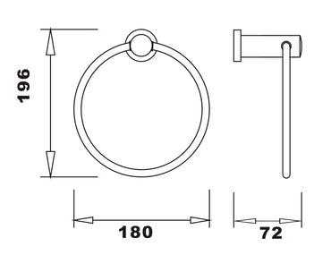 Aldbourne Towel ring - Chrome dimensions diagram