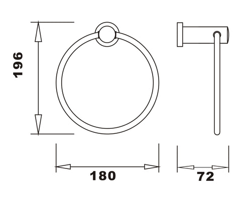 Aldbourne Towel ring - Chrome dimensions diagram