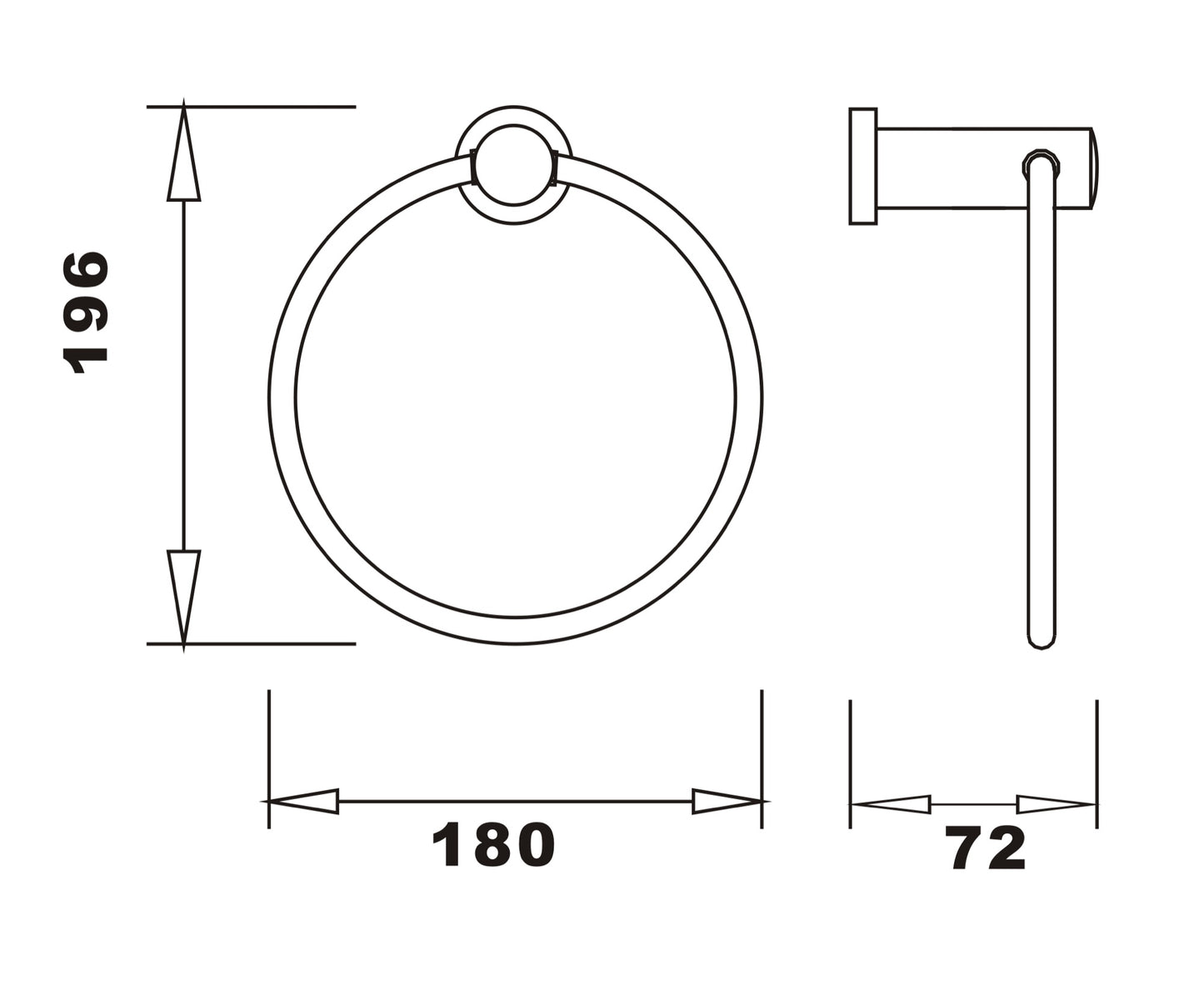Aldbourne Towel ring - Matt Black dimensions diagram