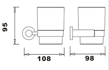 Aldbourne Tumber holder & cup - Chrome dimensions diagram