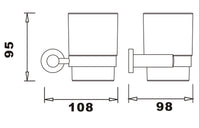 Aldbourne Brushed Gold Tumber holder & cup - Brushed Gold dimensions diagram