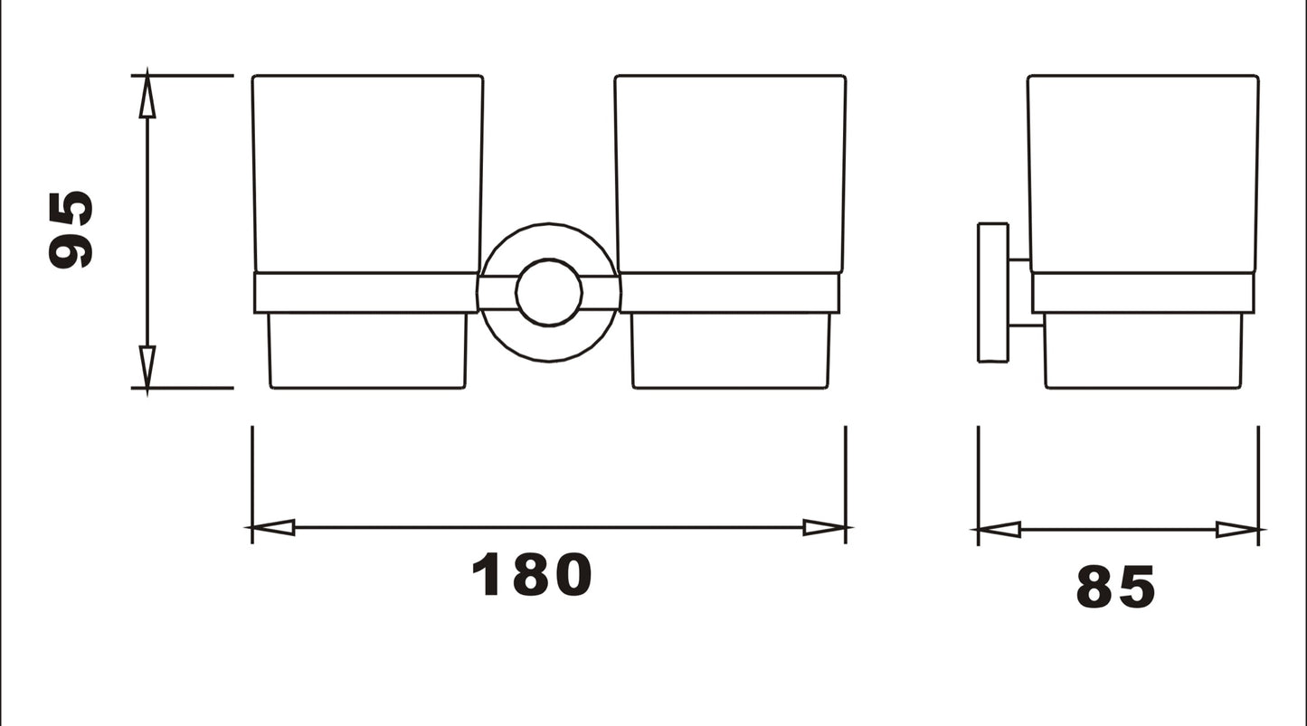Aldbourne Tumber holder & double cup - Chrome dimensions diagram