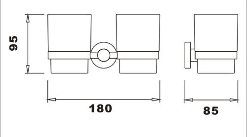 Aldbourne Tumber holder & double cup - Chrome dimensions diagram
