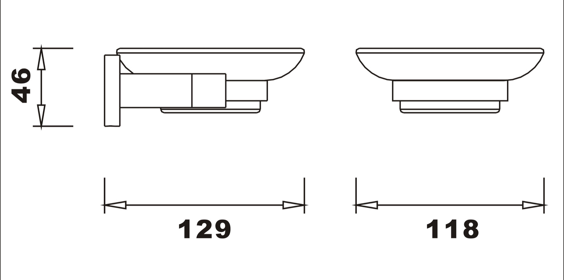 Aldbourne Soap dish & holder - Chrome dimensions diagram
