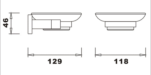 Aldbourne Soap dish & holder - Chrome dimensions diagram