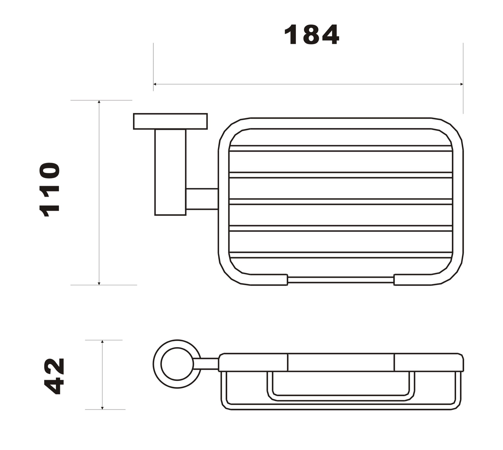 Aldbourne Soap holder - Chrome dimensions diagram
