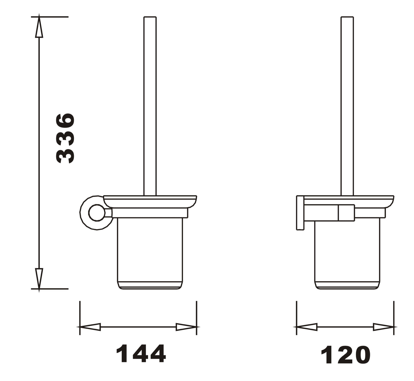 Aldbourne Toilet brush & holder - Chrome dimensions diagram