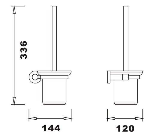 Aldbourne Toilet brush & holder - Matt Black dimensions diagram