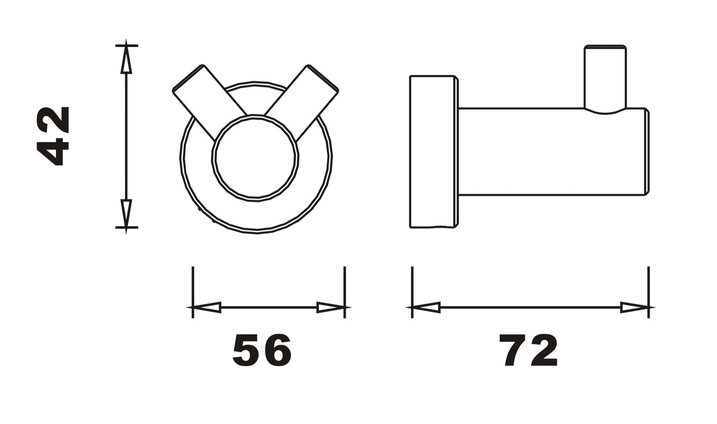 Aldbourne Brushed Brass Robe hook - Brushed Brass dimensions diagram