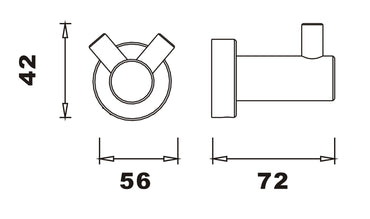 Aldbourne Brushed Brass Robe hook - Brushed Brass dimensions diagram